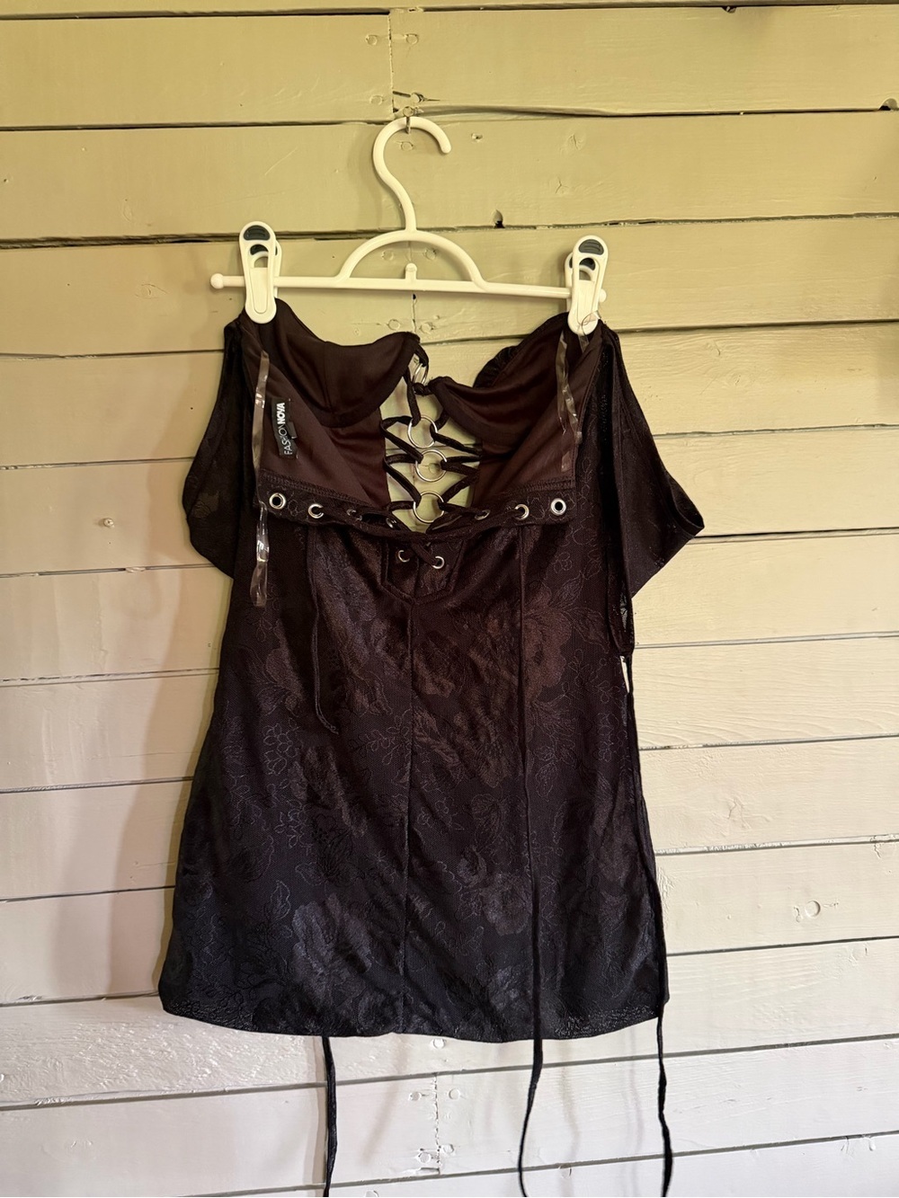 Fashion Nova Black Velvet Lace-Up Mini Dress - Picture 3 of 4